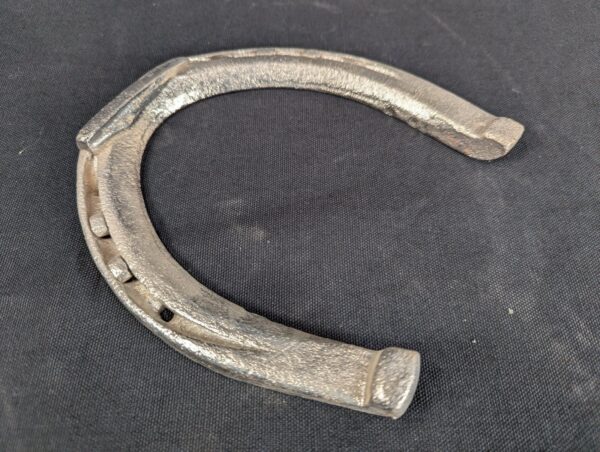 Set of Four Metal Horseshoes with Calks Equestrian Hardware Silver Tone Decor...