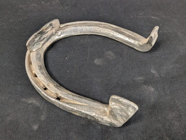 Set of Four Metal Horseshoes with Calks Equestrian Hardware Silver Tone Decor...