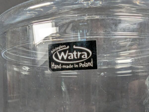 10-1624.jpg Watra Hand-Made Glass Canister with Lid Cylindrical Design Ball Finial Poland