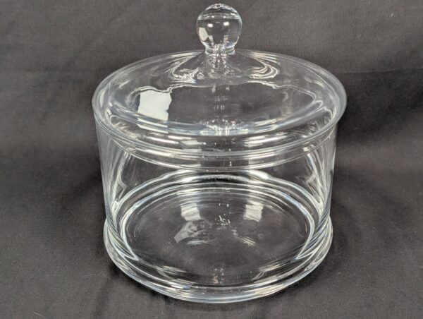10-1627.jpg Watra Hand-Made Glass Canister with Lid Cylindrical Design Ball Finial Poland
