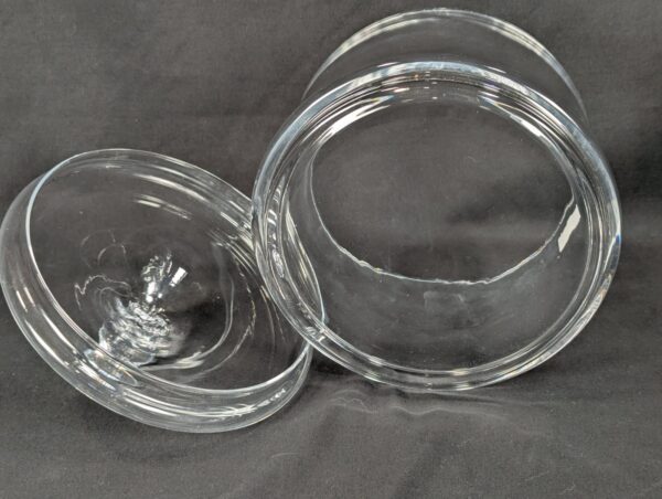 10-1629.jpg Watra Hand-Made Glass Canister with Lid Cylindrical Design Ball Finial Poland