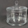 10-1633.jpg Watra Hand-Made Glass Canister with Lid Cylindrical Design Ball Finial Poland