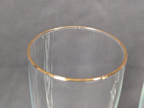 Set of 4 Budweiser Beer Pilsner Glasses 12 oz. Gold Trim Logo Clydesdale Head