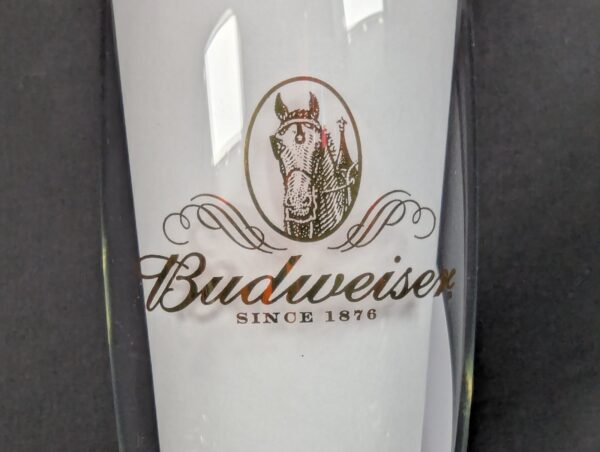 Set of 4 Budweiser Beer Pilsner Glasses 12 oz. Gold Trim Logo Clydesdale Head
