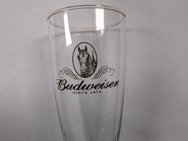 Set of 4 Budweiser Beer Pilsner Glasses 12 oz. Gold Trim Logo Clydesdale Head