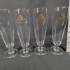 Set of 4 Budweiser Beer Pilsner Glasses 12 oz. Gold Trim Logo Clydesdale Head