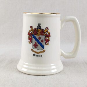 Vintage Mason CLAN FAMILY BEER STEIN MUG Tankard CREST COAT OF ARMS 4.5''X3''