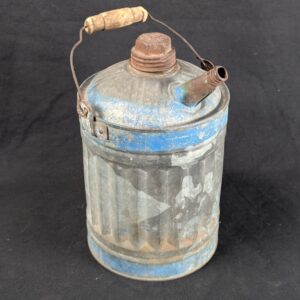 10-1650.jpg Vintage Nesco Metal Oil Can Mid-Century Blue Silver Industrial Decor Tool Col...