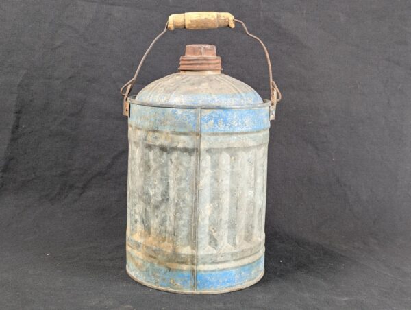 Vintage Nesco Metal Oil Can Mid-Century Blue Silver Industrial Decor Tool Col...