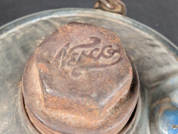 Vintage Nesco Metal Oil Can Mid-Century Blue Silver Industrial Decor Tool Col...