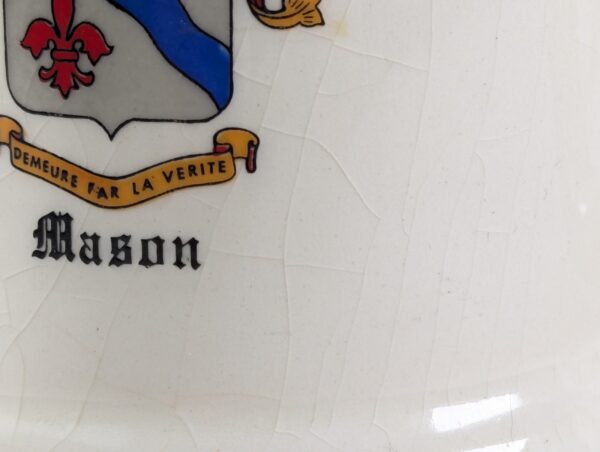 10-168.jpg Vintage Mason CLAN FAMILY BEER STEIN MUG Tankard CREST COAT OF ARMS 4.5''X3''