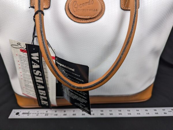 Vintage Ricardo Beverly Hills Signature Collection Tote Bag 4919 White Vinyl