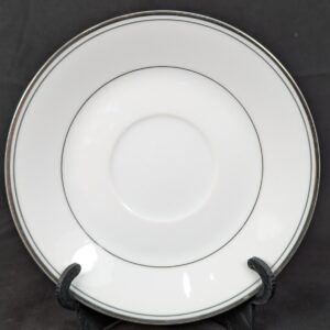 Simplicity Fine China Saucers White with Silver Rim Mid-Century Modern 6 Inch