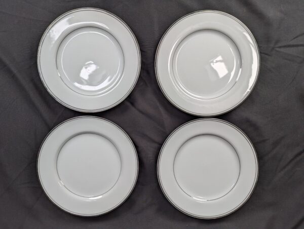 Simplicity Fine China 7.5 Salad Plate White Porcelain Platinum Rim Single Set