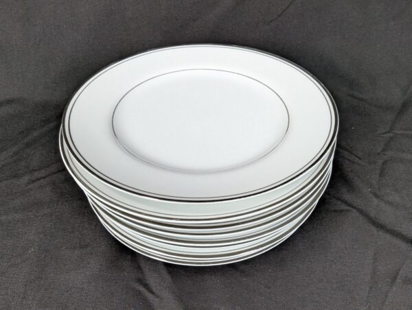 Simplicity Fine China 7.5 Salad Plate White Porcelain Platinum Rim Single Set