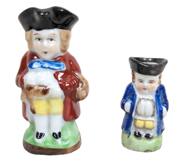 Occupied Japan Toby Jugs Set 2 Miniature Vintage Hand-Painted Ceramic Creamers