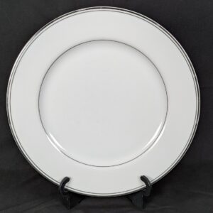 Simplicity Fine China Dinner Plates Minimalist White Silver Rim Japan 10.25 Inch