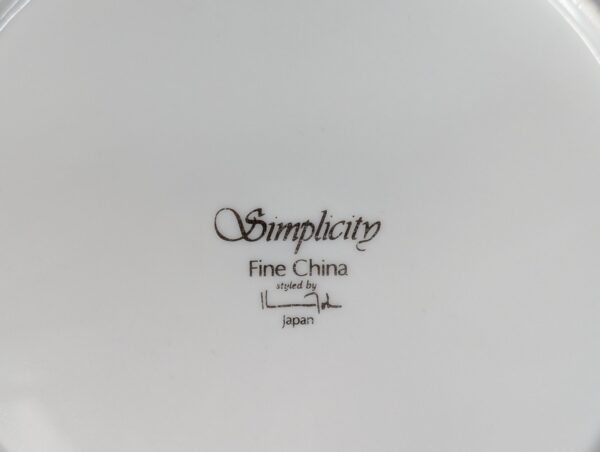 Simplicity Fine China Dinner Plates Minimalist White Silver Rim Japan 10.25 Inch