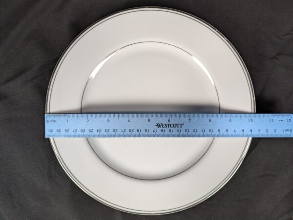 Simplicity Fine China Dinner Plates Minimalist White Silver Rim Japan 10.25 Inch