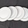 Simplicity Fine China Dinner Plates Minimalist White Silver Rim Japan 10.25 Inch