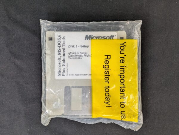 Microsoft MS-DOS 6 Plus Enhanced Tools OS 3 Floppy Disks 3.5" 1993 Sealed NOS