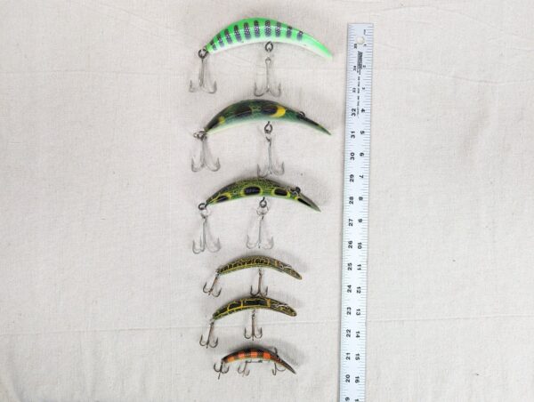 10-2100.jpg Vintage Yakima Worden Flatfish Style Lure Lot of 6 T55 T50 T25 U20 Pike Muskie