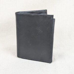 Modern Black Trifold Wallet RFID Blocking Bonded Leather PVC Interior Multi Slot