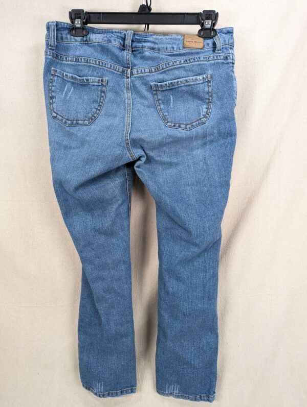Paris Blues Distressed Denim Jeans Medium Wash 5-Pocket Frayed Hem Style JR 17