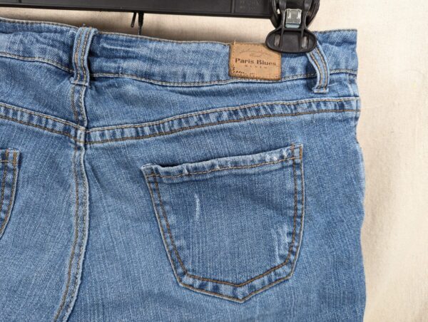 Paris Blues Distressed Denim Jeans Medium Wash 5-Pocket Frayed Hem Style JR 17