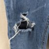 Paris Blues Distressed Denim Jeans Medium Wash 5-Pocket Frayed Hem Style JR 17