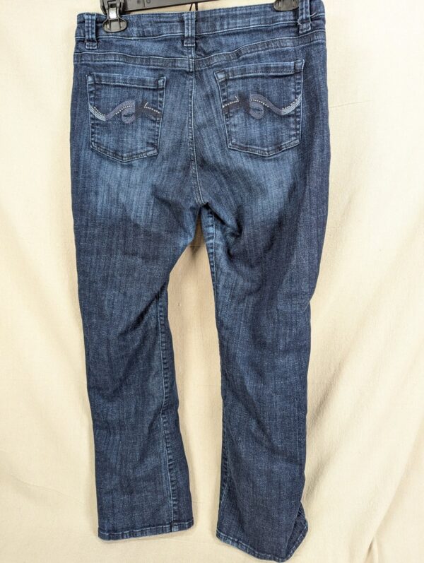 10-2123.jpg Lee Slender Secret Women's Dark Wash Denim Jeans Lower Waist Embroidered Pockets