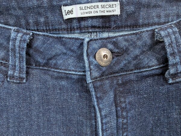 10-2128.jpg Lee Slender Secret Women's Dark Wash Denim Jeans Lower Waist Embroidered Pockets