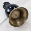 Large Flower Vase Indian Black Brass Bud Trumpet Neck Enamel Floral Inlay 16"