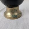Large Flower Vase Indian Black Brass Bud Trumpet Neck Enamel Floral Inlay 16"