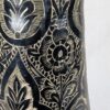 Large Flower Vase Indian Black Brass Bud Trumpet Neck Enamel Floral Inlay 16"