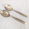 Vintage Siam Flatware Serving Set Asian Thai Nickel Bronze Brass Wood Handle 60s