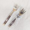 Vintage Siam Flatware Serving Set Asian Thai Nickel Bronze Brass Wood Handle 60s