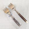 Vintage Siam Flatware Serving Set Asian Thai Nickel Bronze Brass Wood Handle 60s