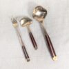 Vintage Siam Flatware Serving Set Asian Thai Nickel Bronze Brass Wood Handle 60s
