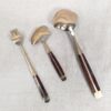 Vintage Siam Flatware Serving Set Asian Thai Nickel Bronze Brass Wood Handle 60s
