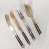 Vintage Siam Flatware Serving Set Asian Thai Nickel Bronze Brass Wood Handle 60s