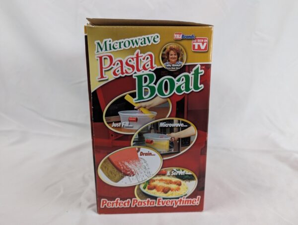 Microwave Pasta Boat Red Clear Steamer Rack Instructional Booklet New TeleBrands