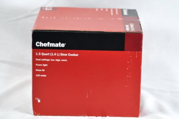 NOS Chefmate 1.5 Quart (1.4 L) Round White Slow Cooker w/ Lid &3 Heat Settings