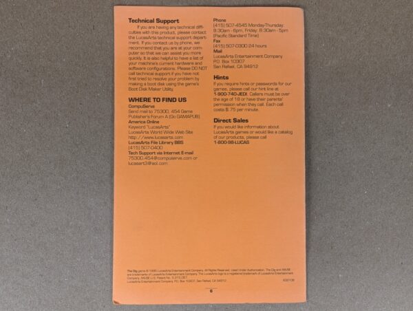 1995 LucasArts The Dig PC Game Reference Guide Manual DOS Windows 95 Vintage ...