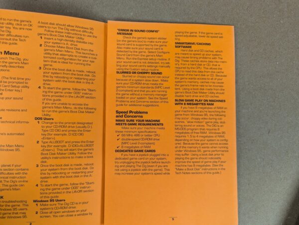1995 LucasArts The Dig PC Game Reference Guide Manual DOS Windows 95 Vintage ...