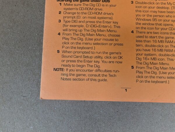 1995 LucasArts The Dig PC Game Reference Guide Manual DOS Windows 95 Vintage ...