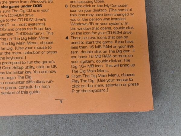 1995 LucasArts The Dig PC Game Reference Guide Manual DOS Windows 95 Vintage ...