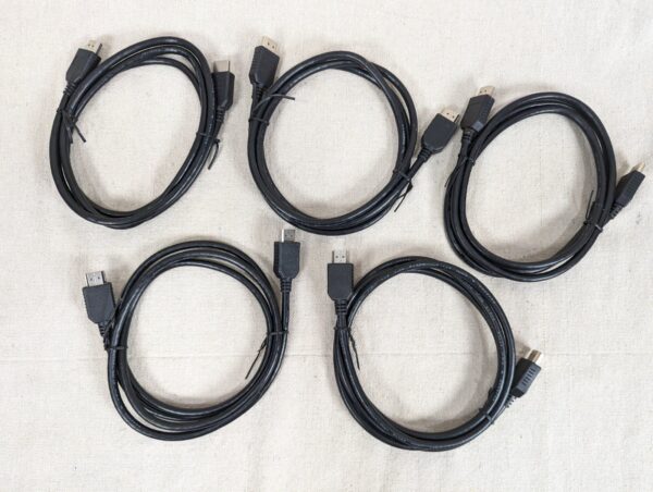 Hotron High-Speed HDMI Cables Type-A 5ft Black Lot of 5 Open Box FREE SHIPPING