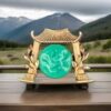 Marvella Japanese Pagoda Jade Gold Tone Brooch Costume Jewelry Unsigned Faux