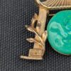 Marvella Japanese Pagoda Jade Gold Tone Brooch Costume Jewelry Unsigned Faux